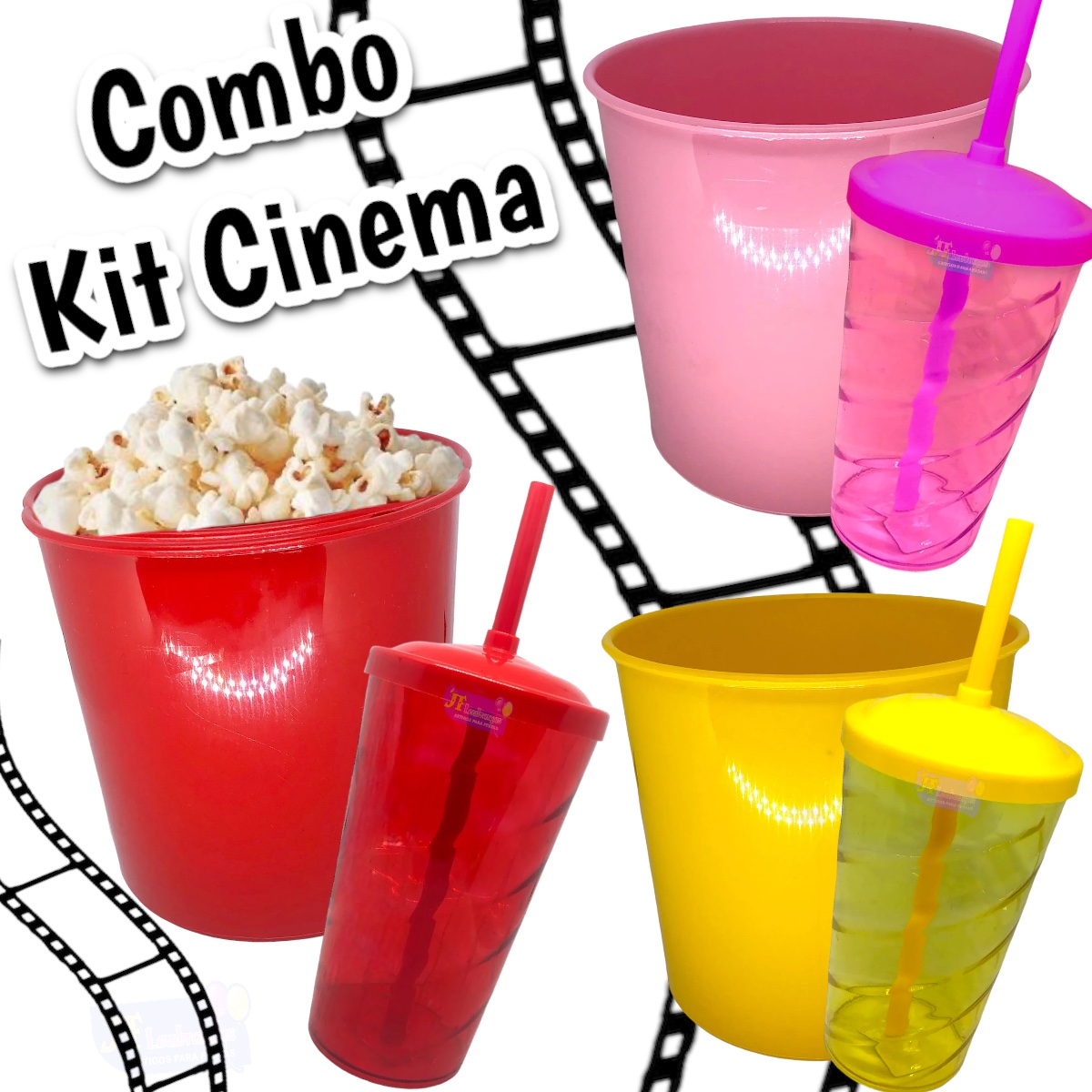 kit cinema com balde e copo