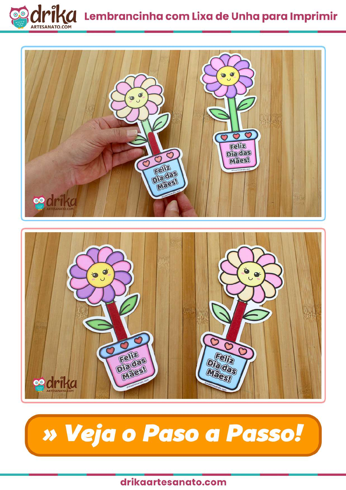 lembrancinha com lixa de unha para o dia das maes