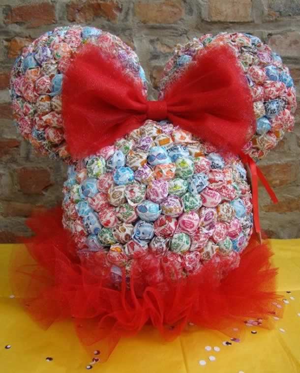 pirulito minnie vermelha com laço