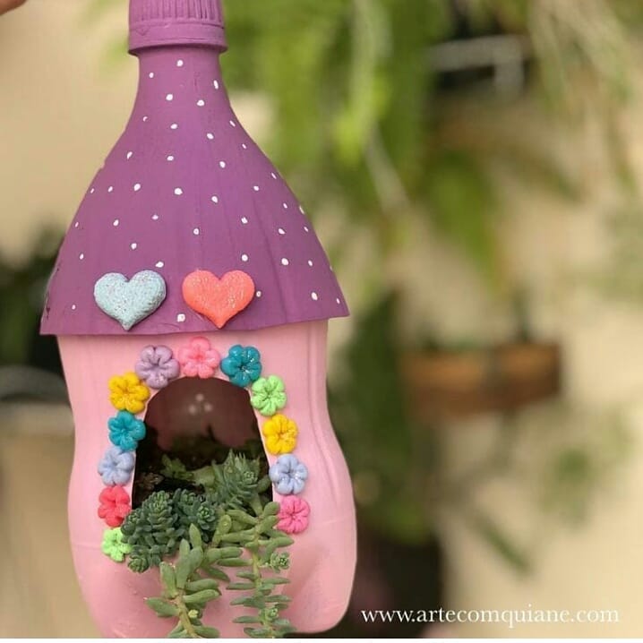 lembrancinha dia das mães com EVA e garrafa pet