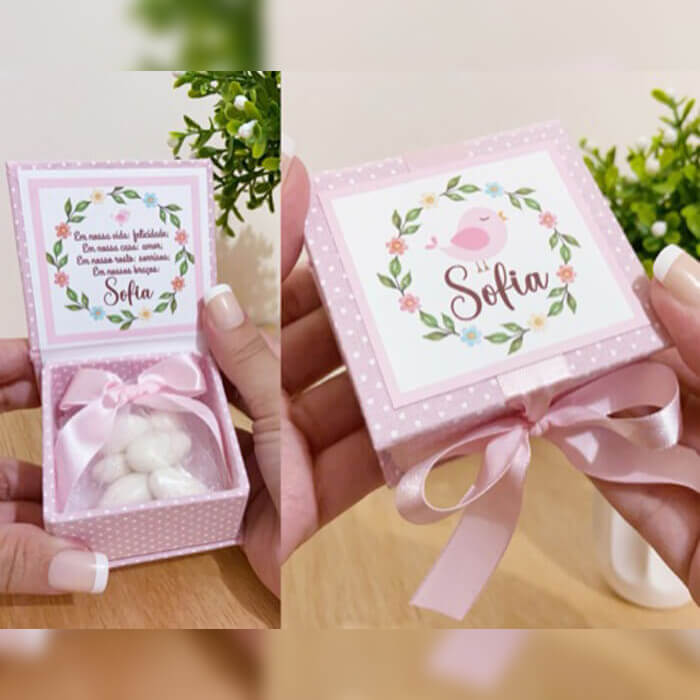 lembrancinha maternidade passarinho personalizado nome bebê