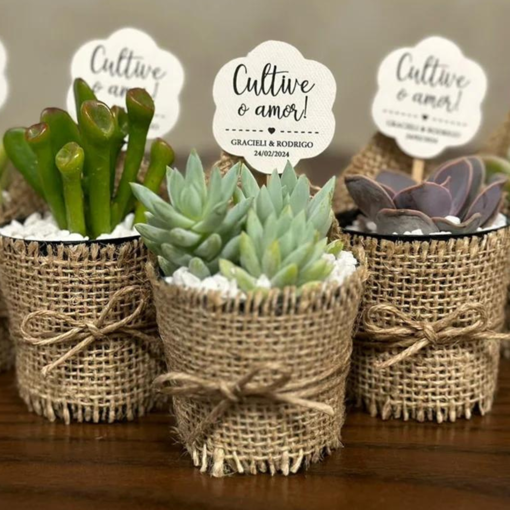 lembrancinha de mesa para casamento sustentável