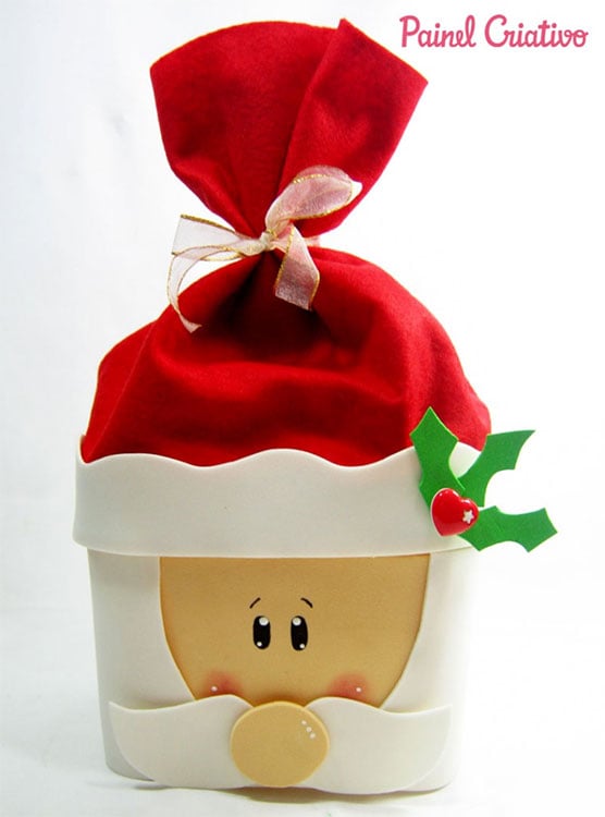 Como Fazer Lembrancinhas de Papai Noel com Garrafa PET e EVA