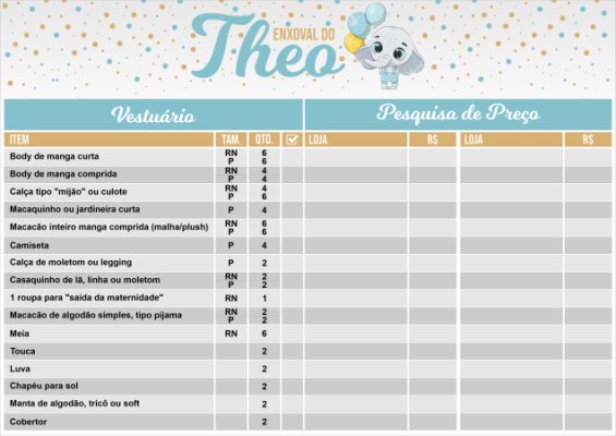 5 ideias de títulos
1. O Guia Definitivo do Enxoval de Bebê: Do Vestuário ao Quarto
2. Enxoval de Bebê: O Que Realmente Não Pode Faltar?
3. Planejando o Enxoval Perfeito: Dicas Essenciais para Mamães de Primeira Viagem
4. Higiene e Banho do Bebê: Itens Indispensáveis para o Cuidado Diário
5. Passeio e Transporte: Escolhendo os Melhores Itens para o Seu Bebê