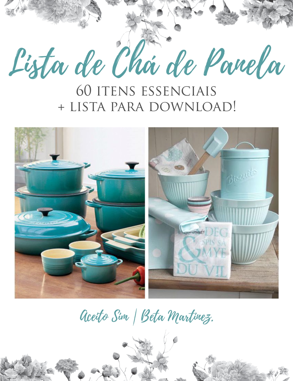 lista de presentes para cha de cozinha