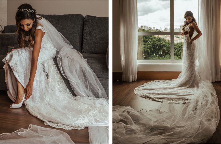 making of noiva com vestido de noiva