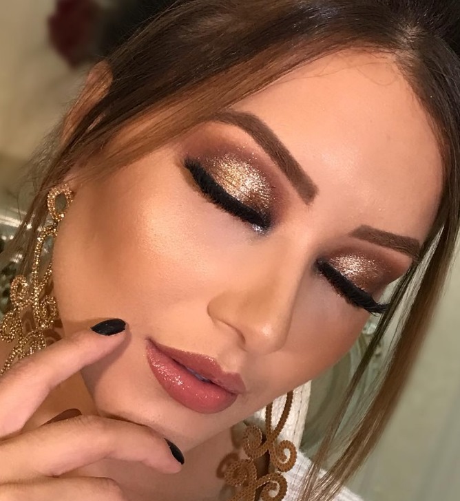 maquiagem para vestido noiva dourado