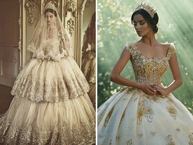 erros ao escolher vestido de noiva dourado realeza