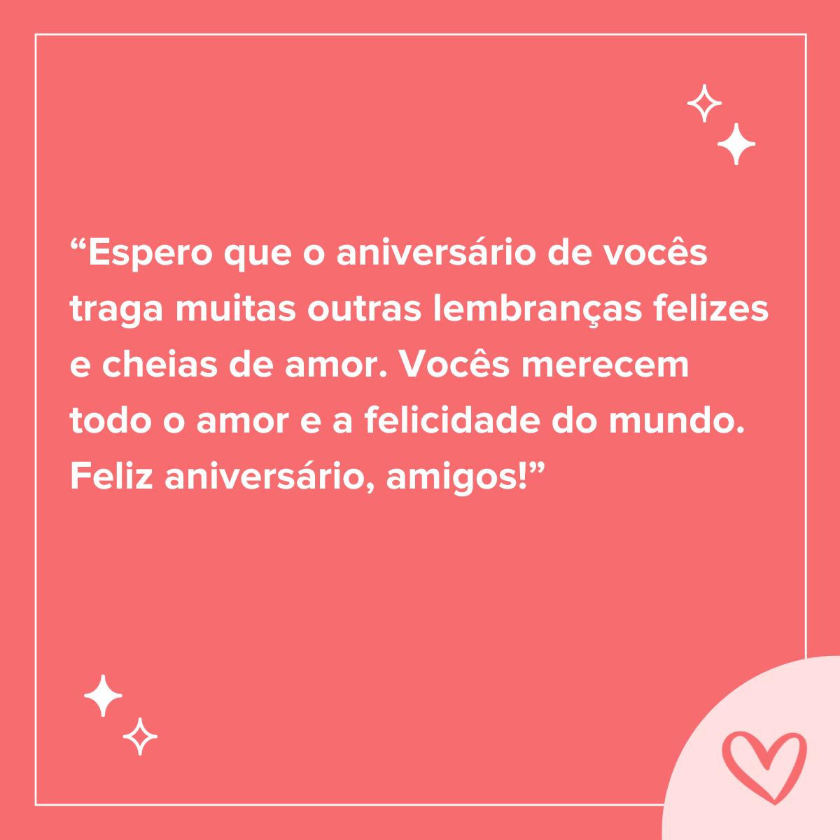 mensagem de aniversário de casamento para amiga