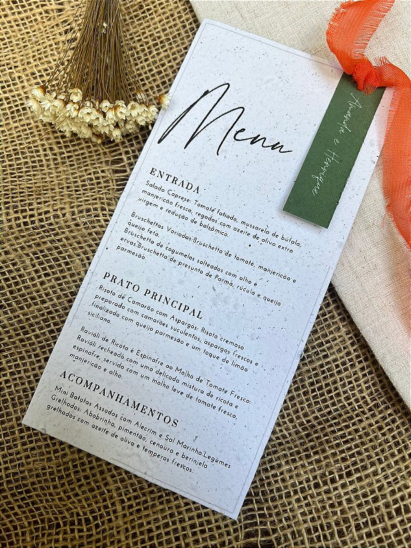 menu para mini wedding