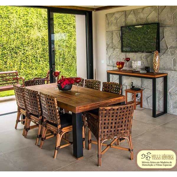 mesa de madeira de demolicao