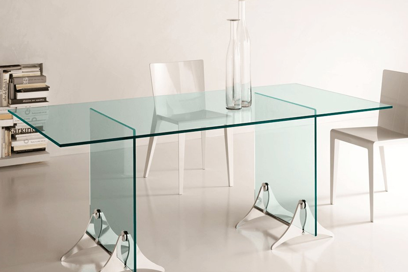 Mesa de vidro com tampo off white