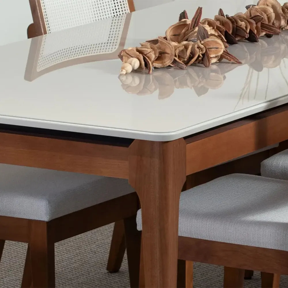 Mesa de vidro com tampo branco