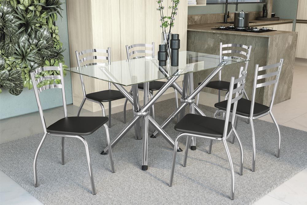 Mesa de vidro 6 lugares