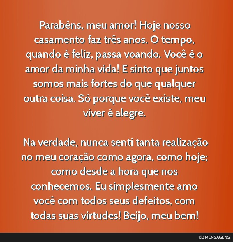 declaração de amor aniversário de casamento
