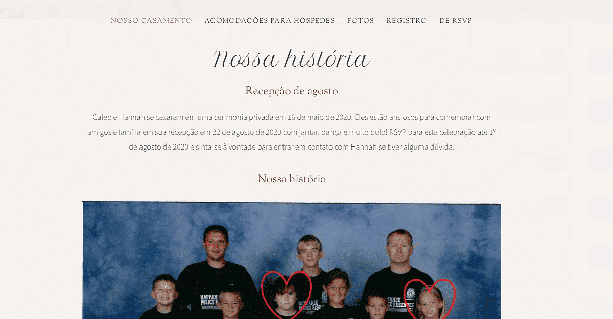 como criar site de casamento