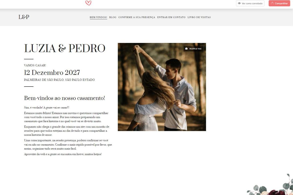 como criar site de casamento