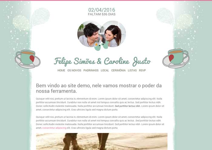 história do casal site casamento