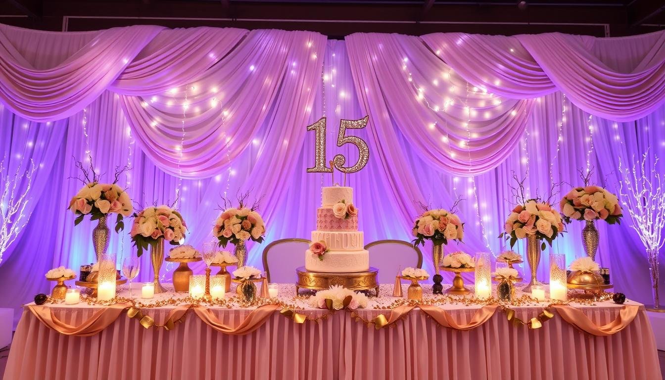 painel de flores para mesa de doces