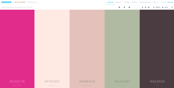 paleta de cores verão suave