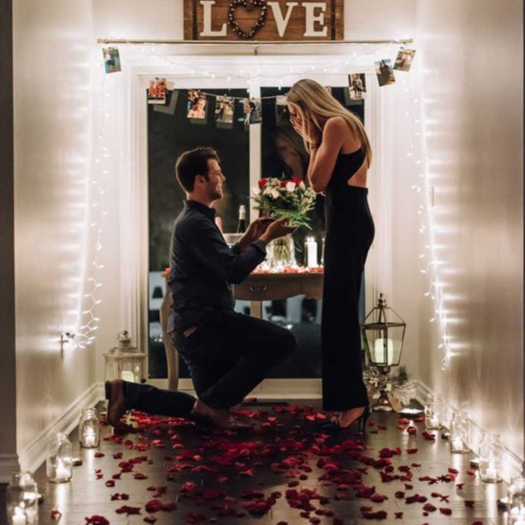 decoração para pedido de casamento em casa