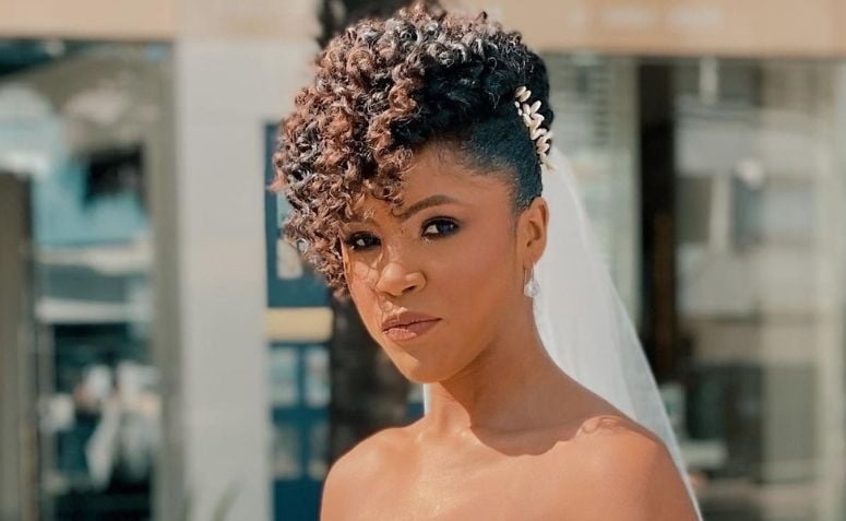 penteado noiva cabelo curto com franja