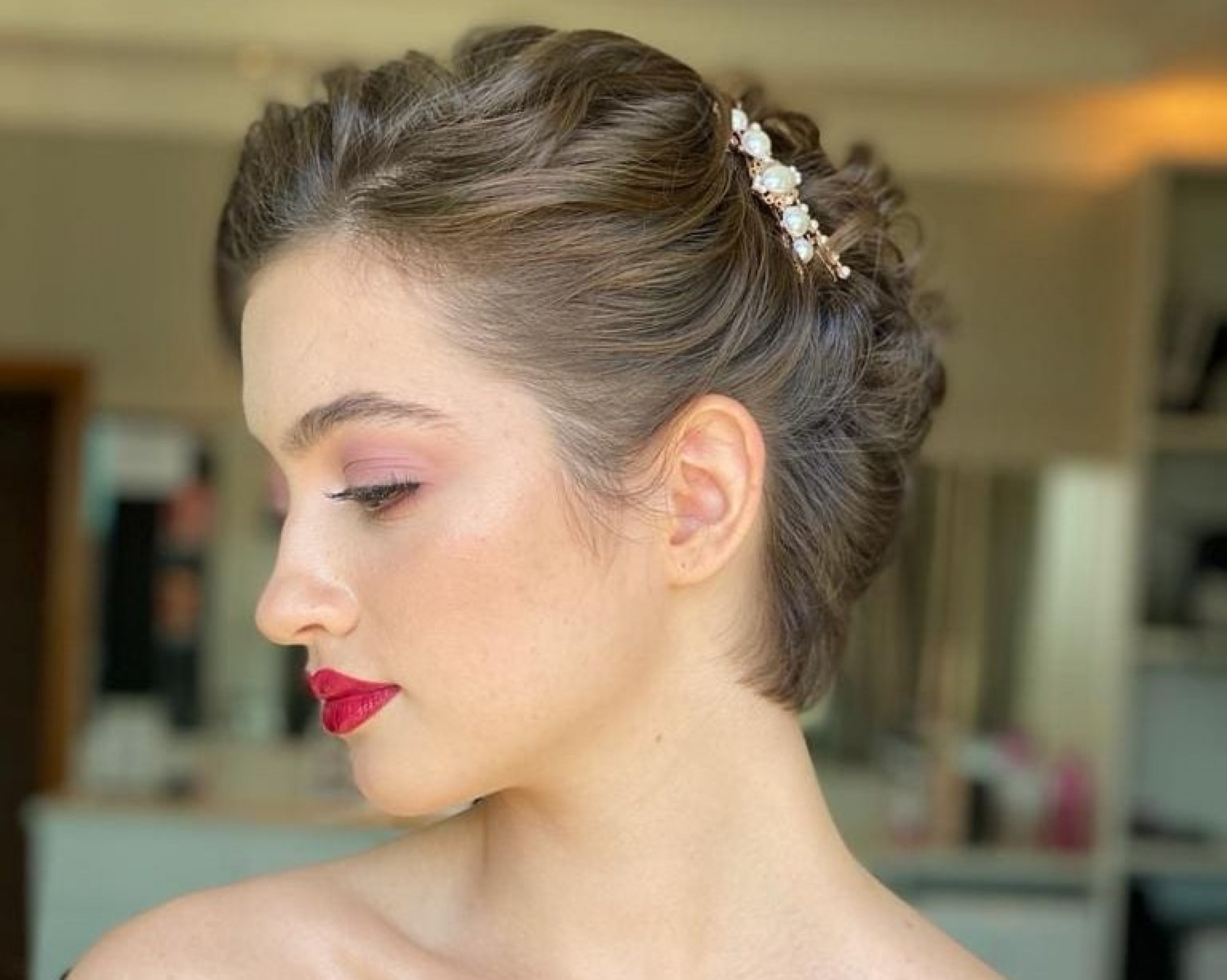 penteado para cabelo médio casamento