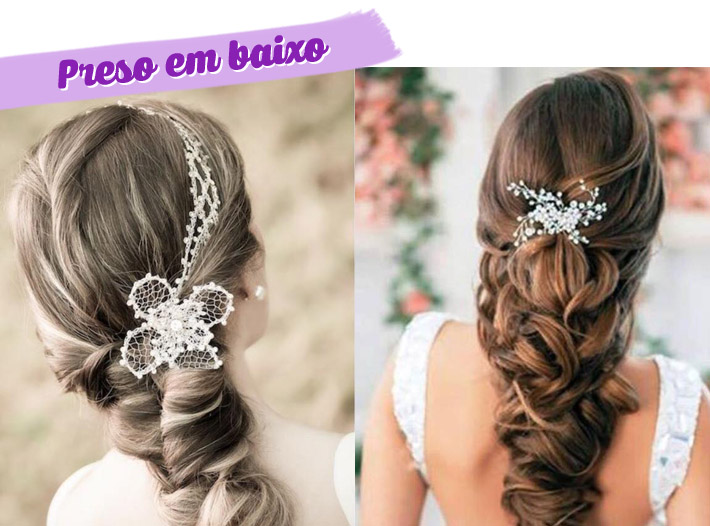 penteado semi preso vs coque baixo casamento campo