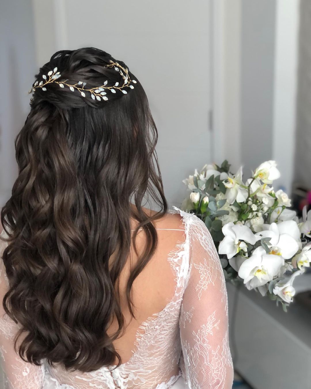 penteado noiva cabelo solto semi preso