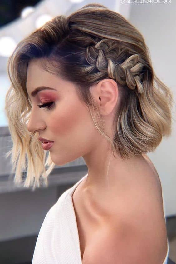 penteados para casamento cabelo médio com trança