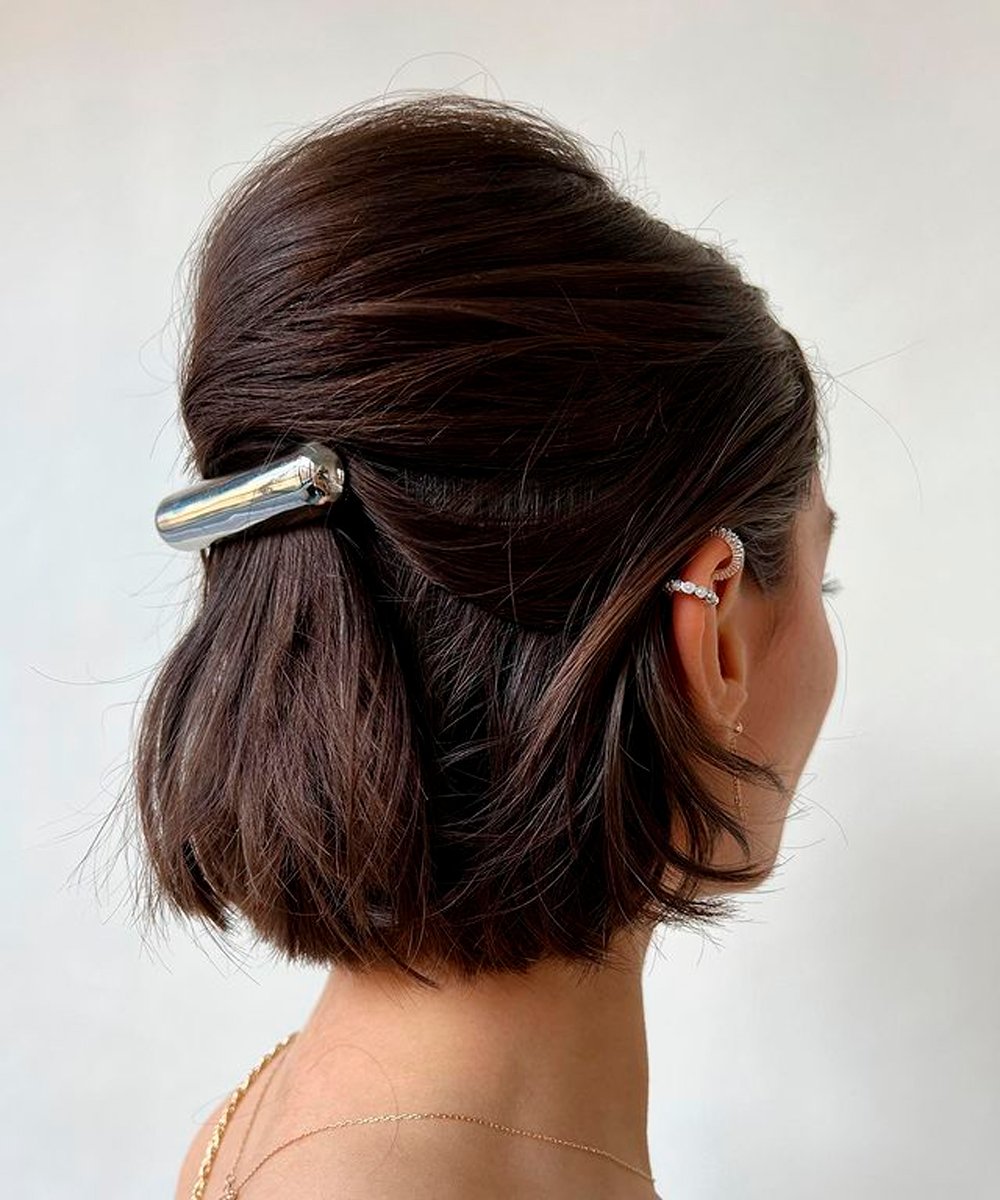 penteados para madrinha cabelo curto solto