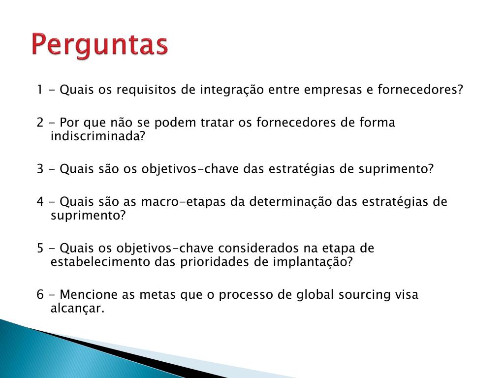 perguntas para fornecedores