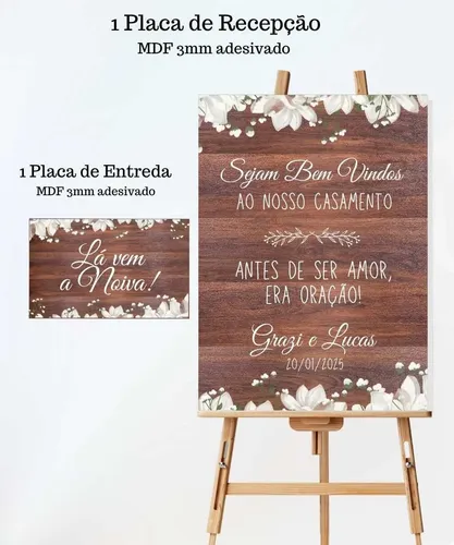 placa de casamento decorativa