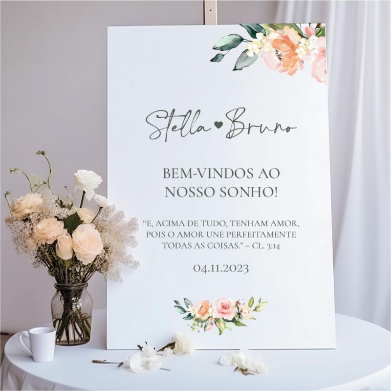 placa de casamento minimalista