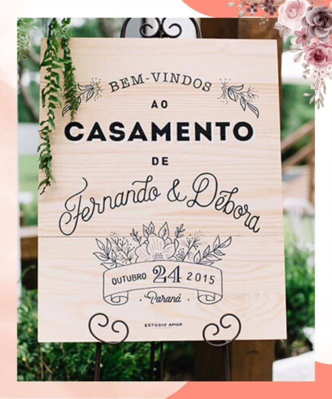 placa de casamento para recepção