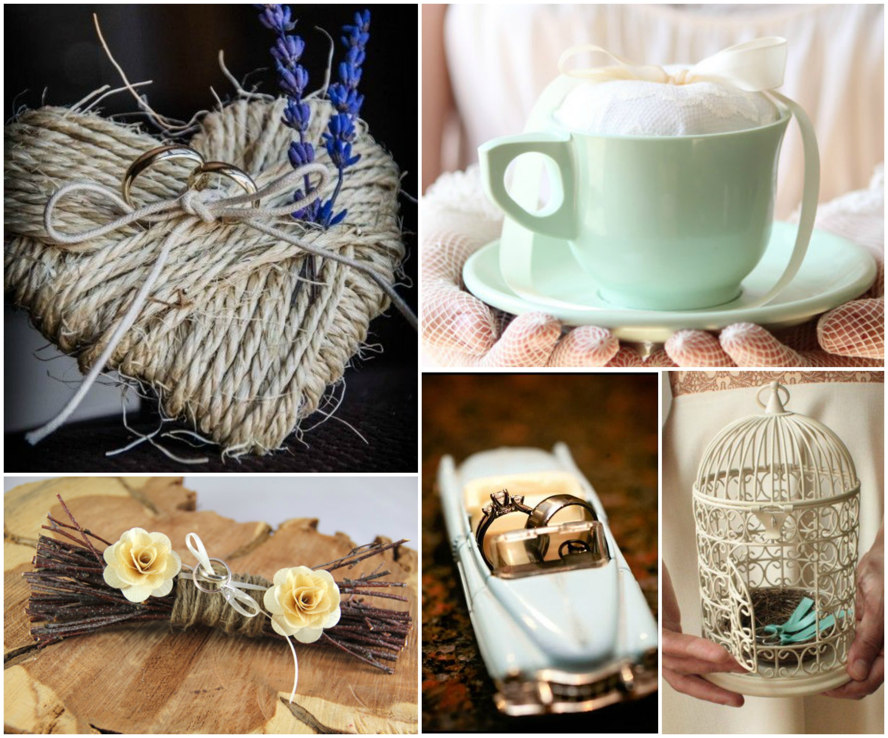 porta aliança para casamento no campo
