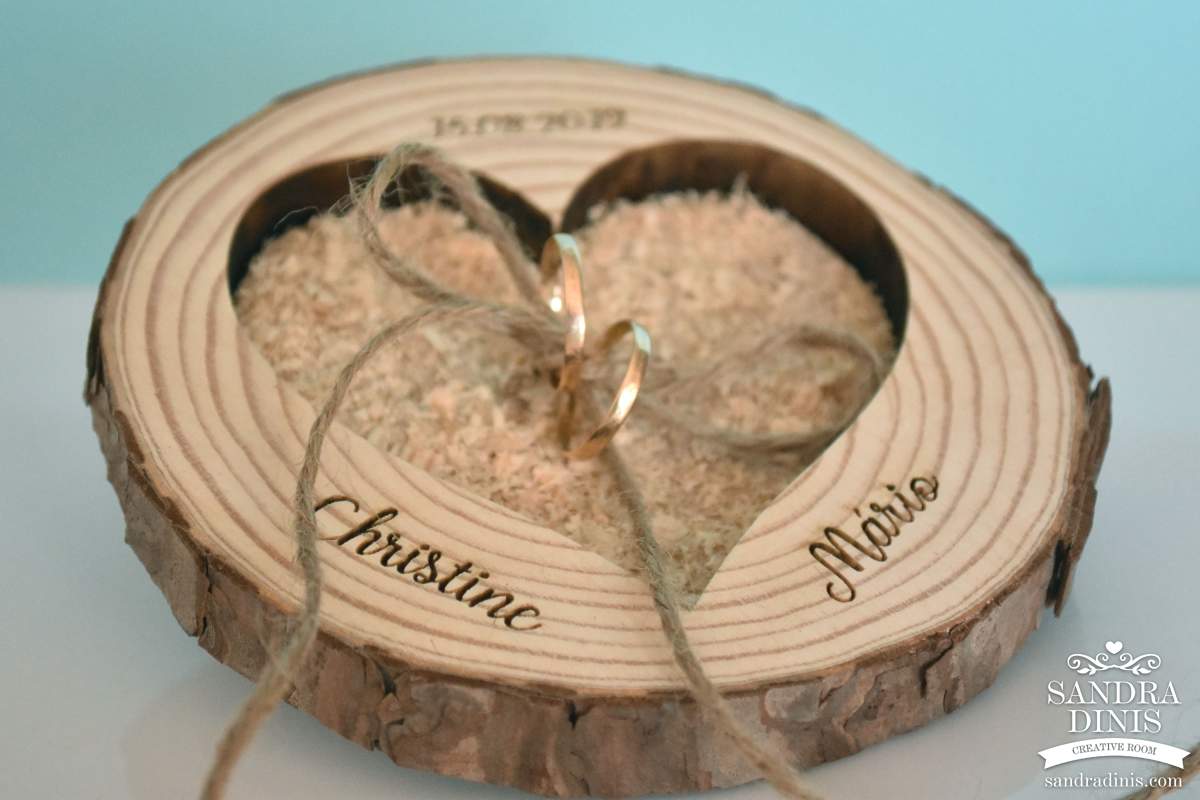 porta aliança rústico madeira