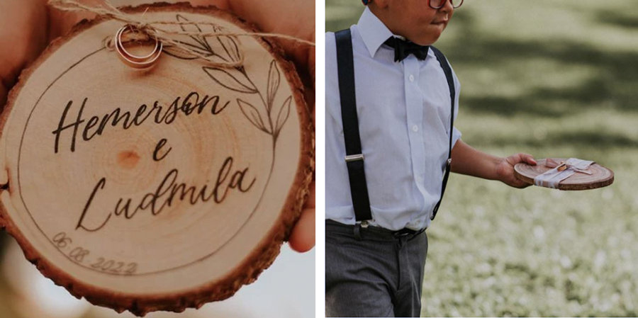 porta aliança rústico madeira