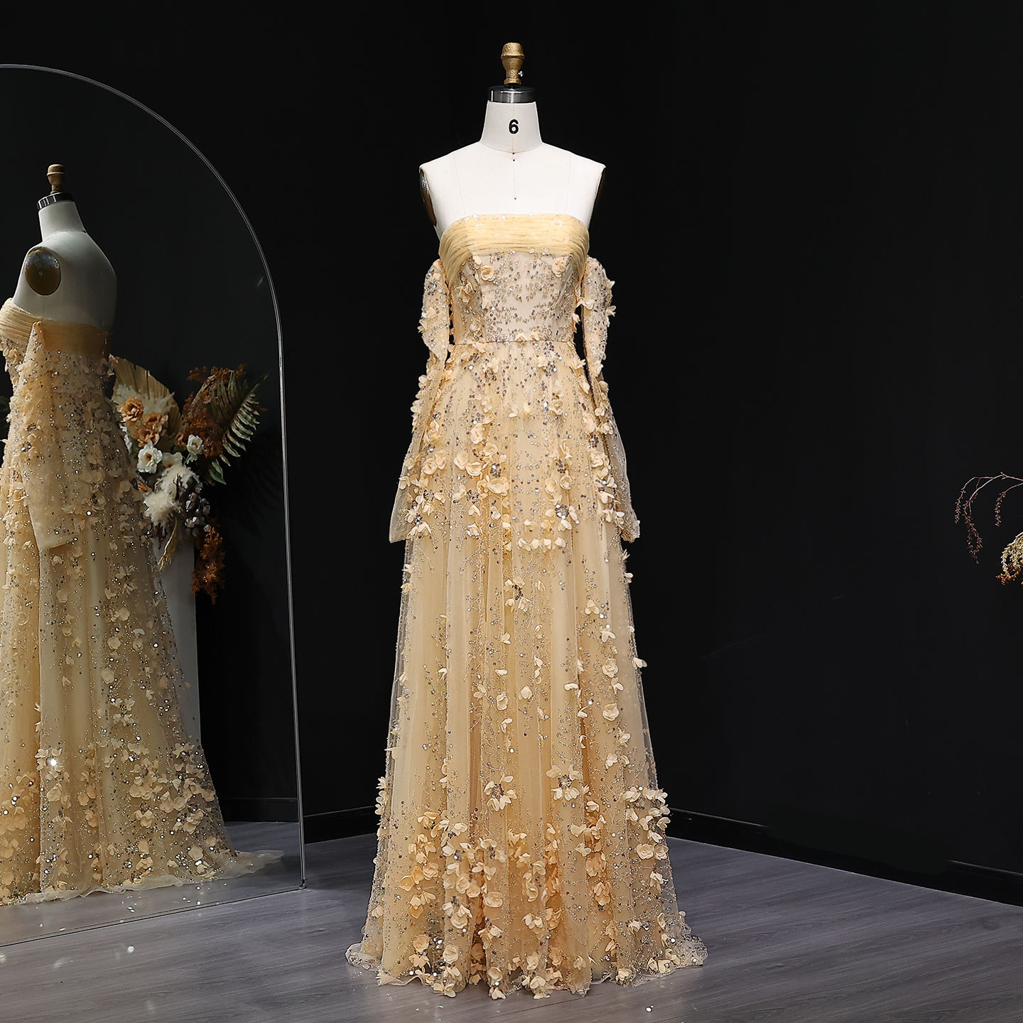 orçamento detalhado vestido de noiva dourado luxuoso
