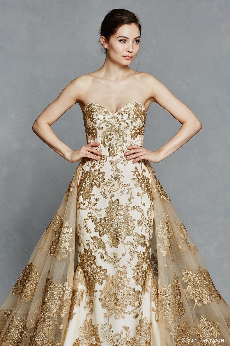 ideias de vestido de noiva dourado alta costura 2026
