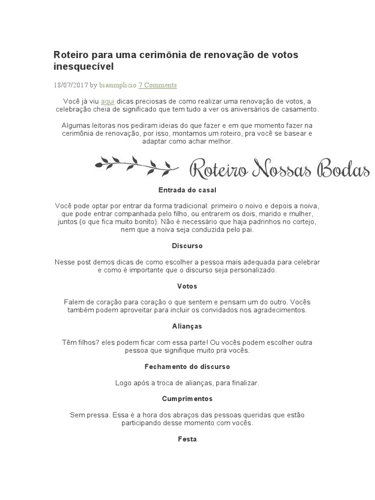 roteiro da cerimonia