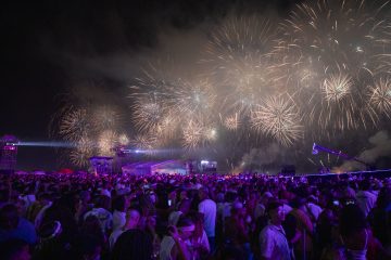 show de fogos durante a festa