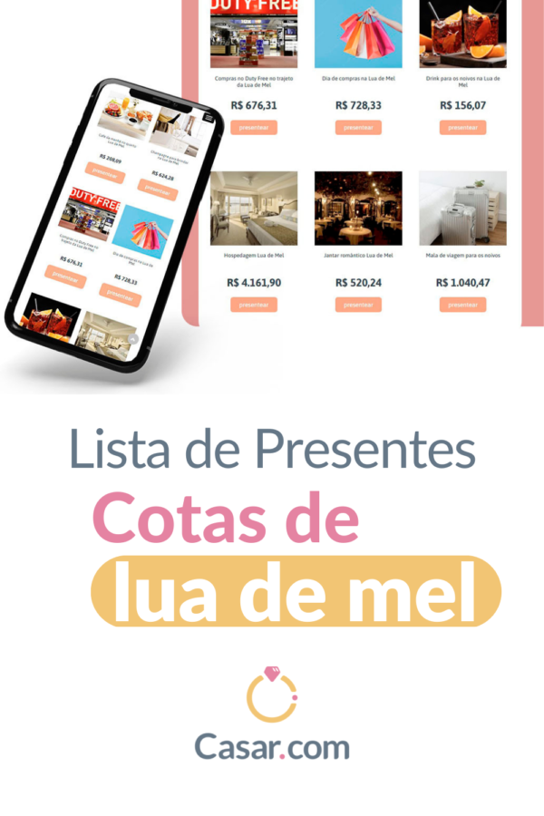 lista de presentes lua de mel