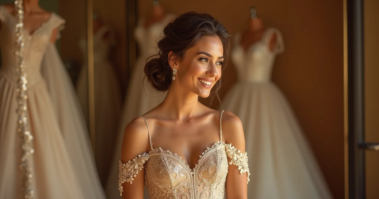 tendências vestido noiva dourado luxuoso 2026