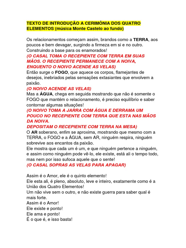 texto para cerimonia das velas
