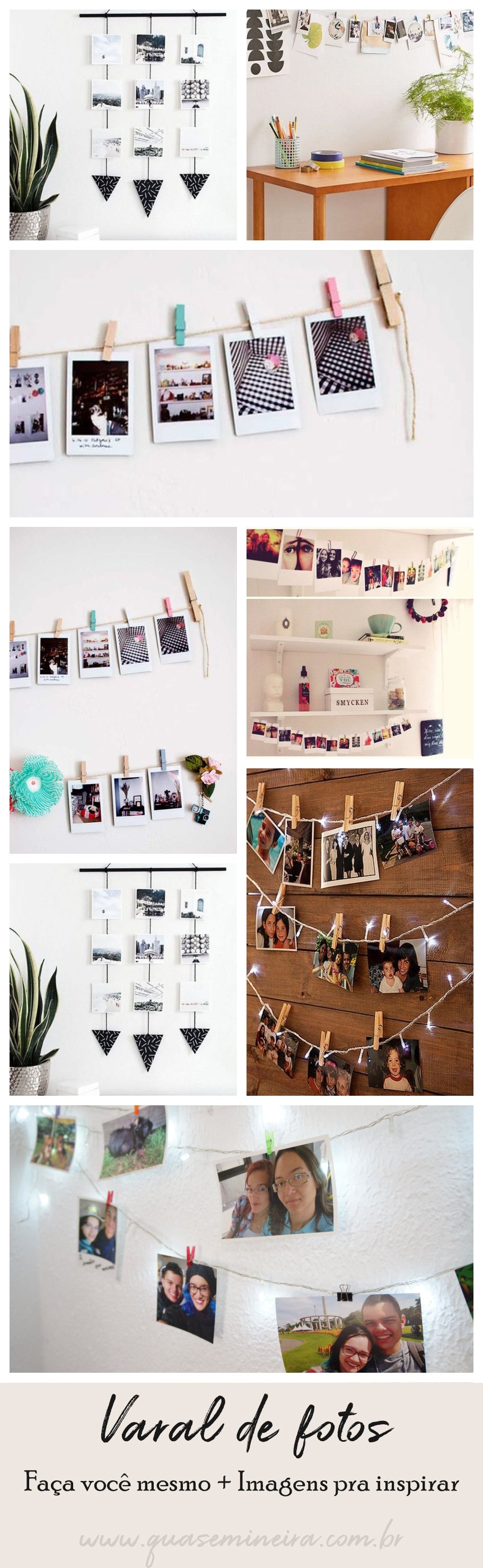 Varal de fotos estilo Polaroid