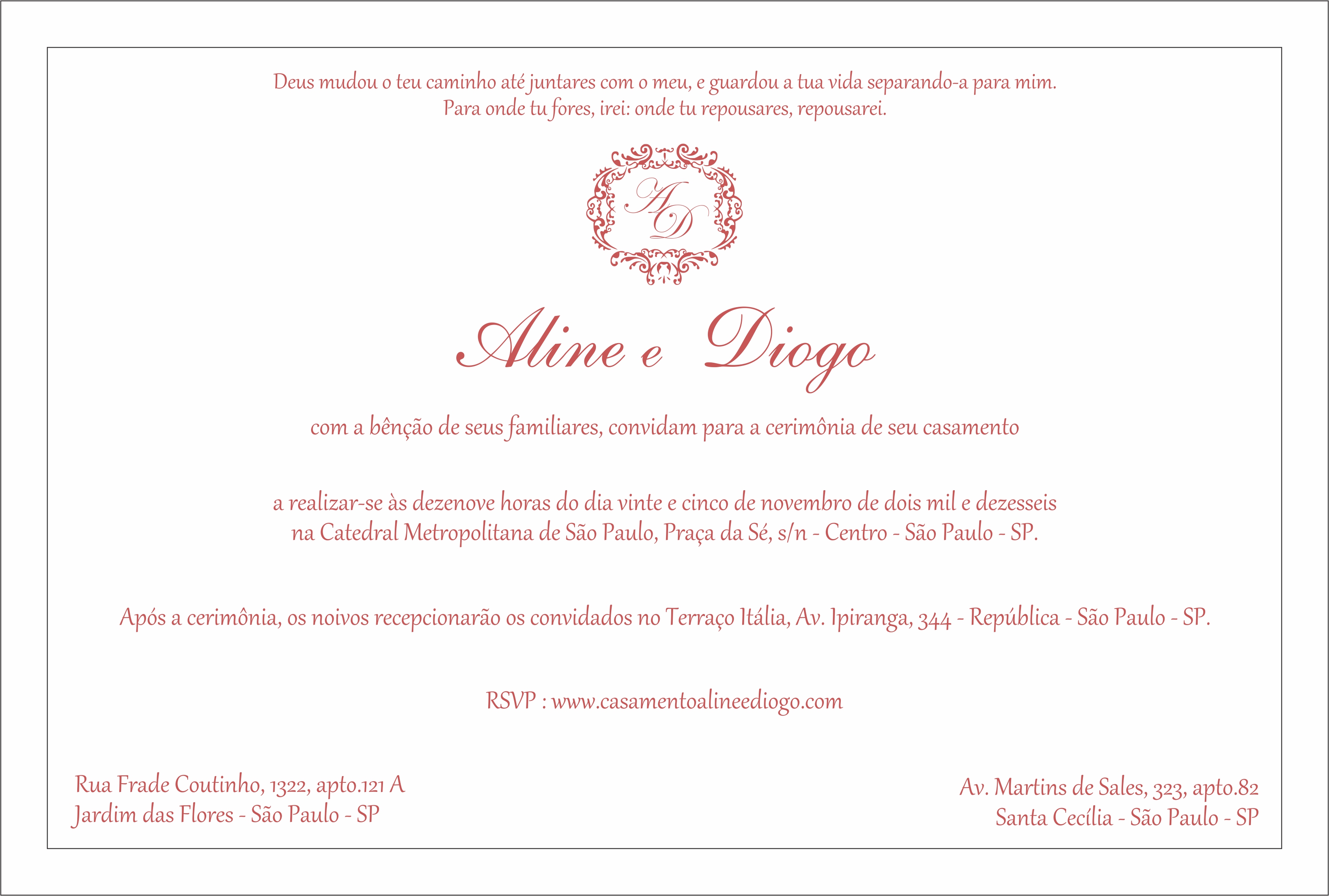 custo de versículos personalizados para convites de casamento