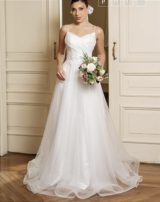 vestido de noiva alça fina com mangas removíveis