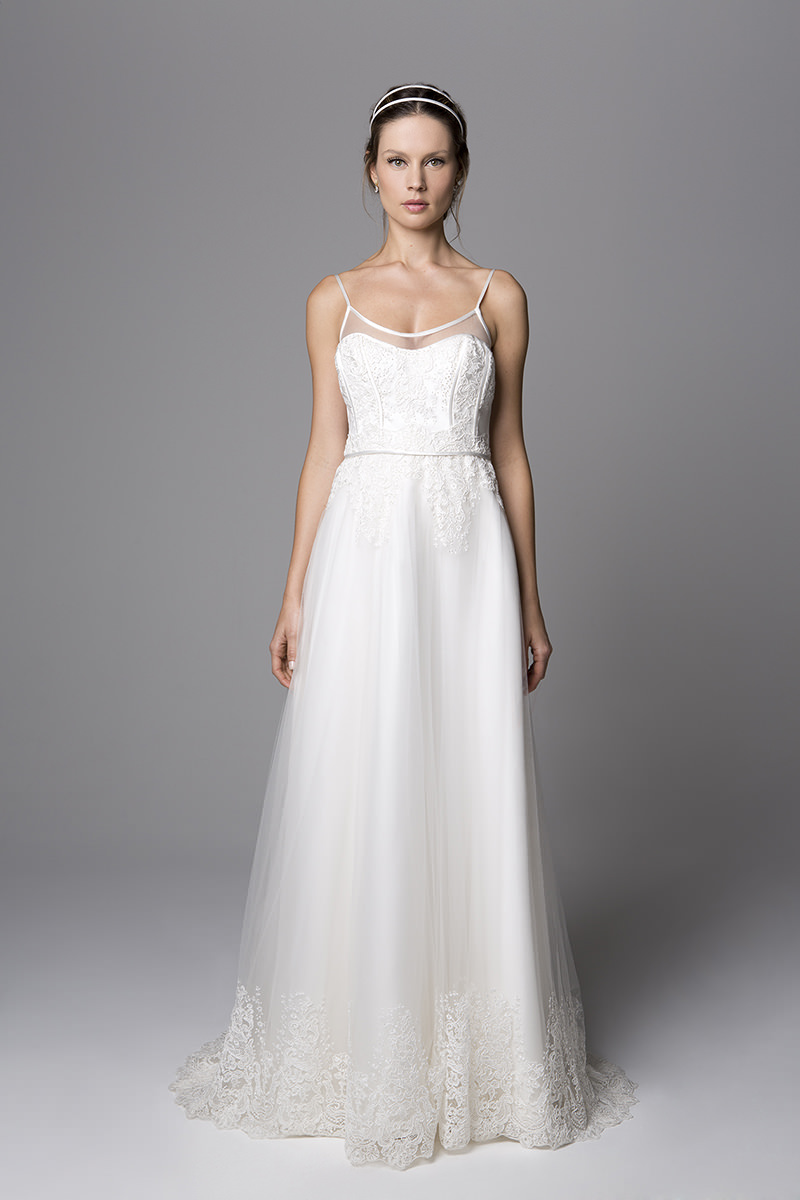 vestido de noiva alça fina e decote V
