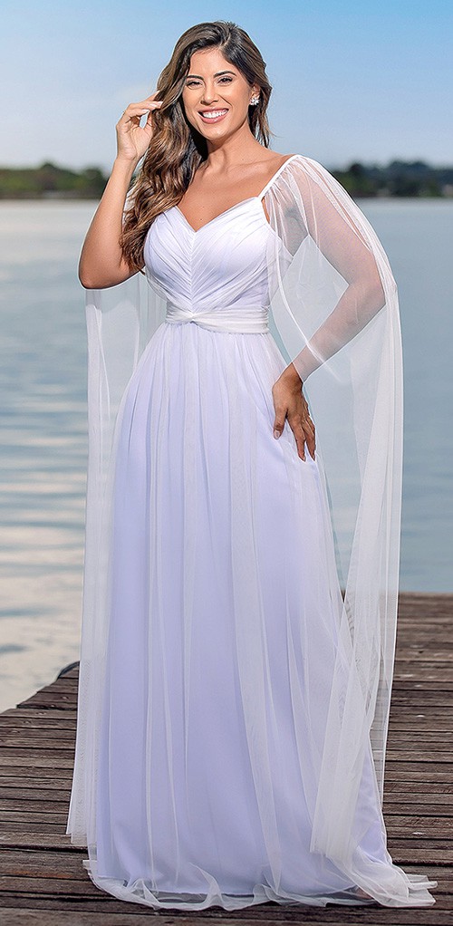 vestido de noiva alça fina sereia